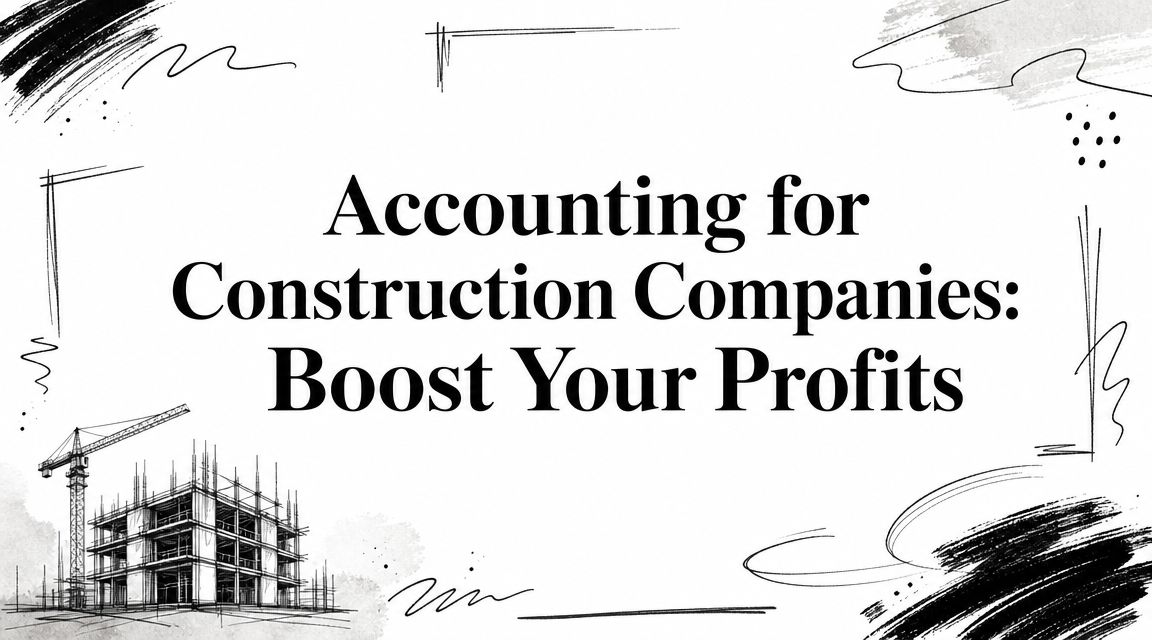 accounting-for-construction-companies-construction-design Banner-style graphic with the title 'Accounting for Construction Companies: Boost Your Profits' and a construction-site sketch (crane and building)