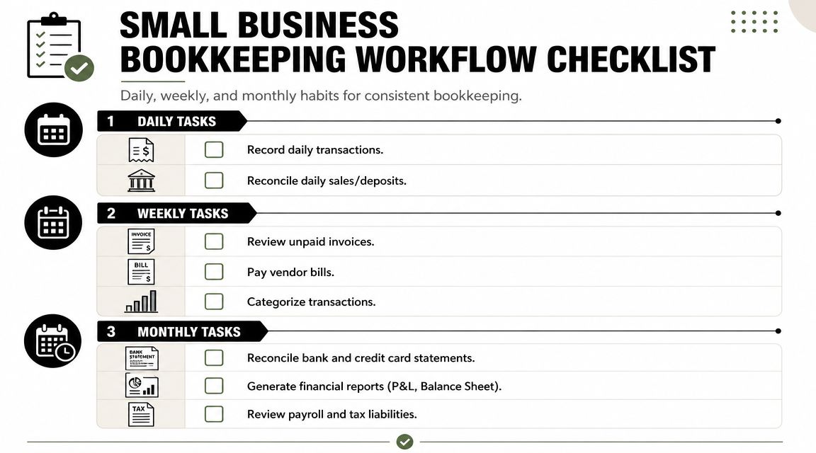 Your Daily Weekly and Monthly Bookkeeping Workflow