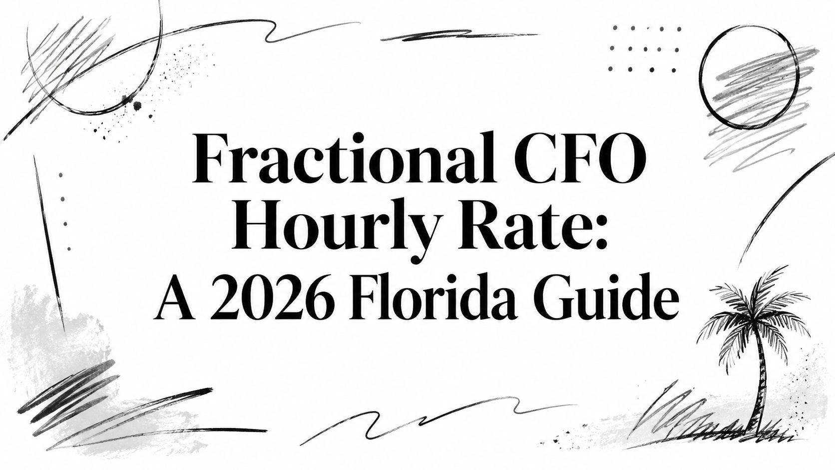 fractional-cfo-hourly-rate-florida-guide Header banner: 'Fractional CFO Hourly Rate: A 2026 Florida Guide' with abstract doodles and a palm tree illustration on the right.